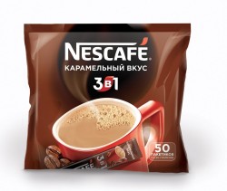 Кофе, Nescafe (Нескафе) 16 г 50 шт 3 в 1 карамельный вкус