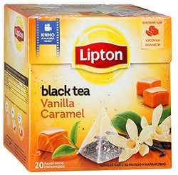 Чай, Lipton (Липтон) фильтр-пакет 1.7 г 20 шт ваниль и карамель в пирамидках